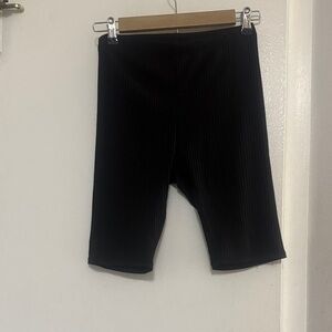 Black Ribbed Women’s Biker Shorts